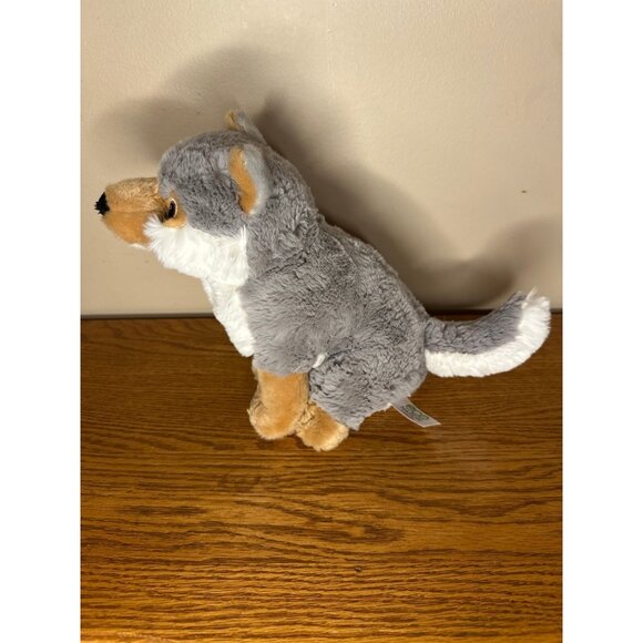 Aurora Eco Nation Wolf Plush Stuffed Animal 9 inches Sitting dog grey gray brown - Picture 2 of 2